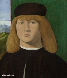 Marco Basaiti (portrait of a Young Man)-Humor -  Fun Morphing - Sehen Sie aus wie Verschiedene Gemälde Eindämmung Covid Kunst Nachbildungen Herausforderung 1 Marco Basaiti (portrait of a Young Man)