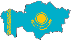 Banderas Asia Kazajstán Mapa 
