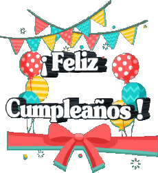 Messagi Spagnolo Feliz Cumpleaños Globos - Confeti 006 
