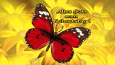 Nachrichten Deutsche Alles Gute zum Geburtstag Schmetterlinge Animierter Hintergrund 001 