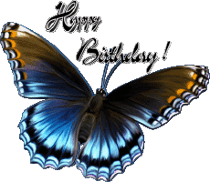 Messages English Happy Birthday Butterflies Transparent Background 006 