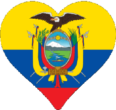 Drapeaux Amériques Equateur Coeur 