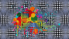 Mensajes Italiano Buon Compleanno Astratto - Geometrico Fondo animado 004 