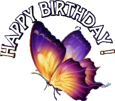 Messagi Inglese Happy Birthday Butterflies Sfondo trasparente 001 
