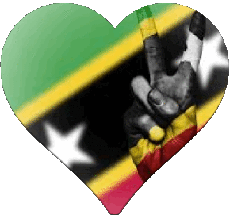 Fahnen Amerika St. Kitts und Nevis Herz 