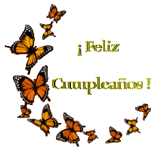 Mensajes Español Feliz Cumpleaños Mariposas Fondo transparente 009 
