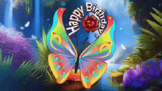 Mensajes Inglés Happy Birthday Butterflies Fondo animado 003 