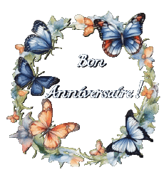 Mensajes Francés Bon Anniversaire Papillons 007 