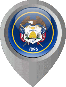Fahnen Amerika U.S.A - States Utah Standort-Pin 