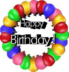 Messages English Happy Birthday Balloons - Confetti 008 