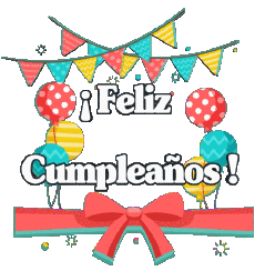Messagi Spagnolo Feliz Cumpleaños Globos - Confeti 006 