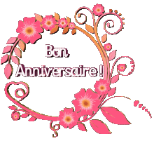 Nachrichten Französisch Bon Anniversaire Floral Transparenter Hintergrund 022 