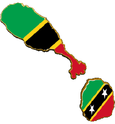 Bandiere America Saint Kitts e Nevis Carta Geografica 