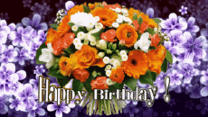 Messages Anglais Happy Birthday Floral Fond Animé 003 
