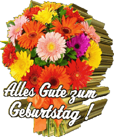 Messages Allemand Alles Gute zum Geburtstag Blumen Fond Transparent 003 