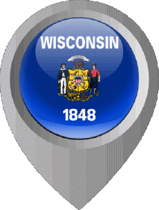 Flags America U.S.A - States Wisconsin Location Pin 