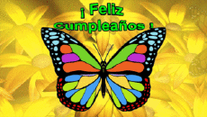 Mensajes Español Feliz Cumpleaños Mariposas Fondo animado 001 