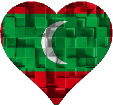 Drapeaux Asie Maldives Coeur 