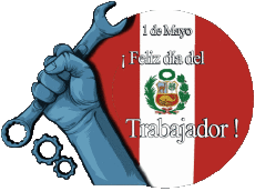 Messagi Spagnolo 1 de Mayo Feliz día del Trabajador - Perú 