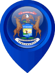 Flags America U.S.A - States Michigan Location Pin 