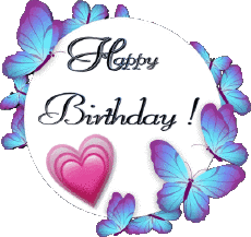 Messagi Inglese Happy Birthday Butterflies Sfondo trasparente 010 