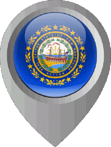 Drapeaux Amériques U.S.A - Etats New Hampshire Epingle de Localisation 