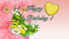 Mensajes Inglés Happy Birthday Floral Fondo animado 002 