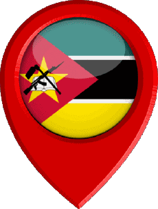 Flags Africa Mozambique Location Pin 