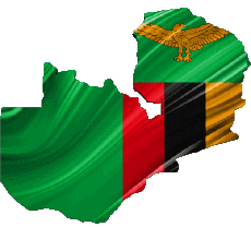 Fahnen Afrika Sambia Karte 