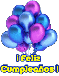 Mensajes Español Feliz Cumpleaños Globos - Confeti 004 