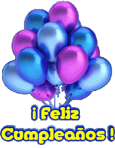 Messagi Spagnolo Feliz Cumpleaños Globos - Confeti 004 