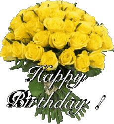 Mensajes Inglés Happy Birthday Floral Fondo transparente 015 