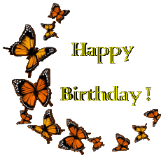 Messagi Inglese Happy Birthday Butterflies Sfondo trasparente 009 