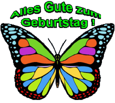 Messages German Alles Gute zum Geburtstag Schmetterlinge Transparent Background 002 