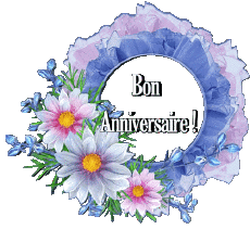 Mensajes Francés Bon Anniversaire Floral 020 