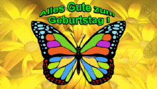 Mensajes Alemán Alles Gute zum Geburtstag Schmetterlinge Fondo animado 001 