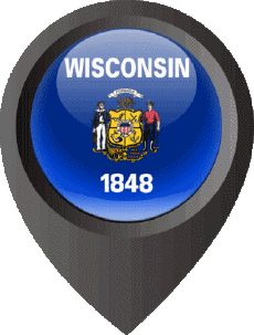 Flags America U.S.A - States Wisconsin Location Pin 