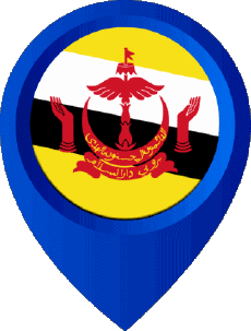 Fahnen Asien Brunei Standort-Pin 