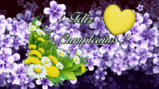 Mensajes Español Feliz Cumpleaños Floral Fondo animado 001 