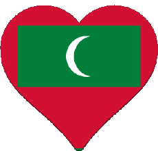 Flags Asia Maldives Heart 