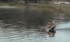 Humor -  Fun Sport Wasserski fahren Barfuß 