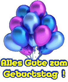 Messages Allemand Alles Gute zum Geburtstag Luftballons - Konfetti 004 