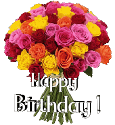 Nachrichten Englisch Happy Birthday Floral Transparenter Hintergrund 016 