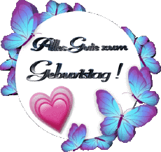 Messages German Alles Gute zum Geburtstag Schmetterlinge Transparent Background 010 
