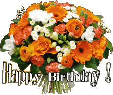 Mensajes Inglés Happy Birthday Floral Fondo transparente 006 