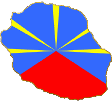 Drapeaux France D.O.M - T.O.M La Réunion carte 