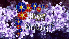 Messages Anglais Happy Birthday Floral Fond Animé 003 