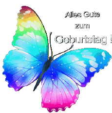 Messages Allemand Alles Gute zum Geburtstag Schmetterlinge Fond Transparent 005 