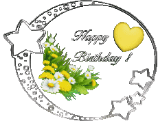 Messages Anglais Happy Birthday Floral Fond Transparent 010 