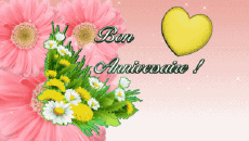 Messages French Bon Anniversaire Floral Animated Background 002 
